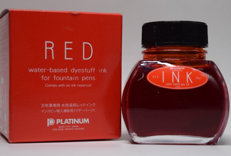 Platinum Waterbased Dyestuff Fountain Pen Ink 60ml Red - Blesket Canada