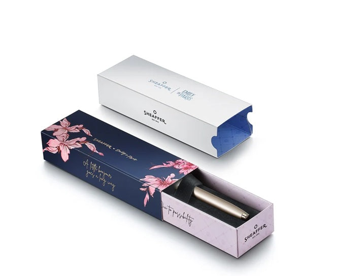 Sheaffer x Emily in Paris 100 9377 Champagne Gold Fountain Pen with Bow Emblem - Blesket Canada