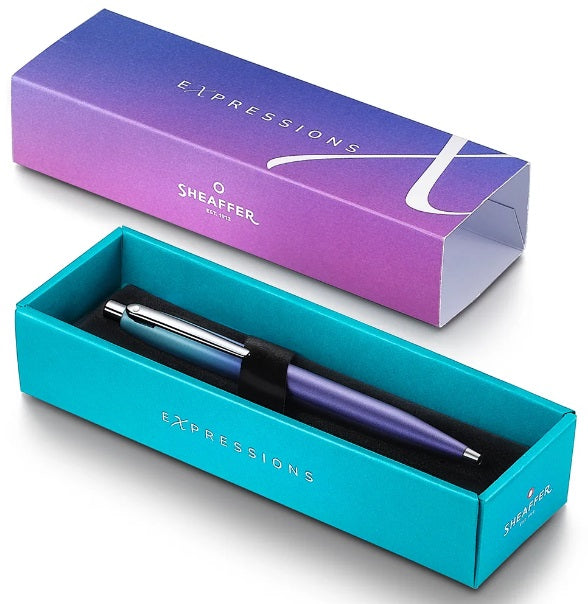 Sheaffer VFM Expressions Pearlised Gradient Blue and Purple Ballpoint Pen with Chrome Trims - Blesket Canada