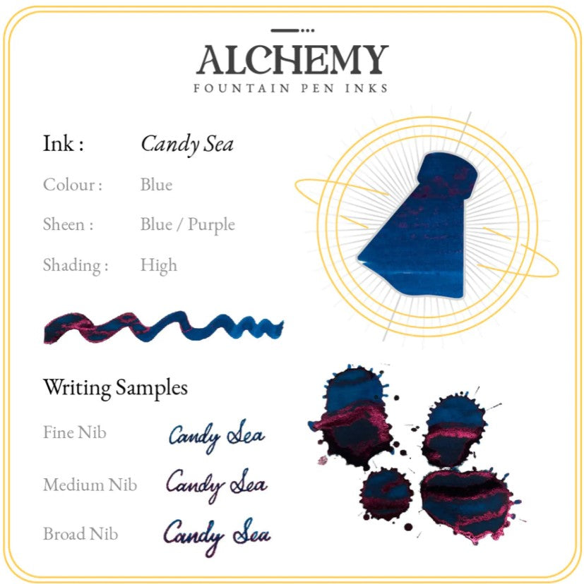 Endless - Alchemy Fountain Pen Inks - Candy Sea Data Sheet- 60ml - Blesket Canada