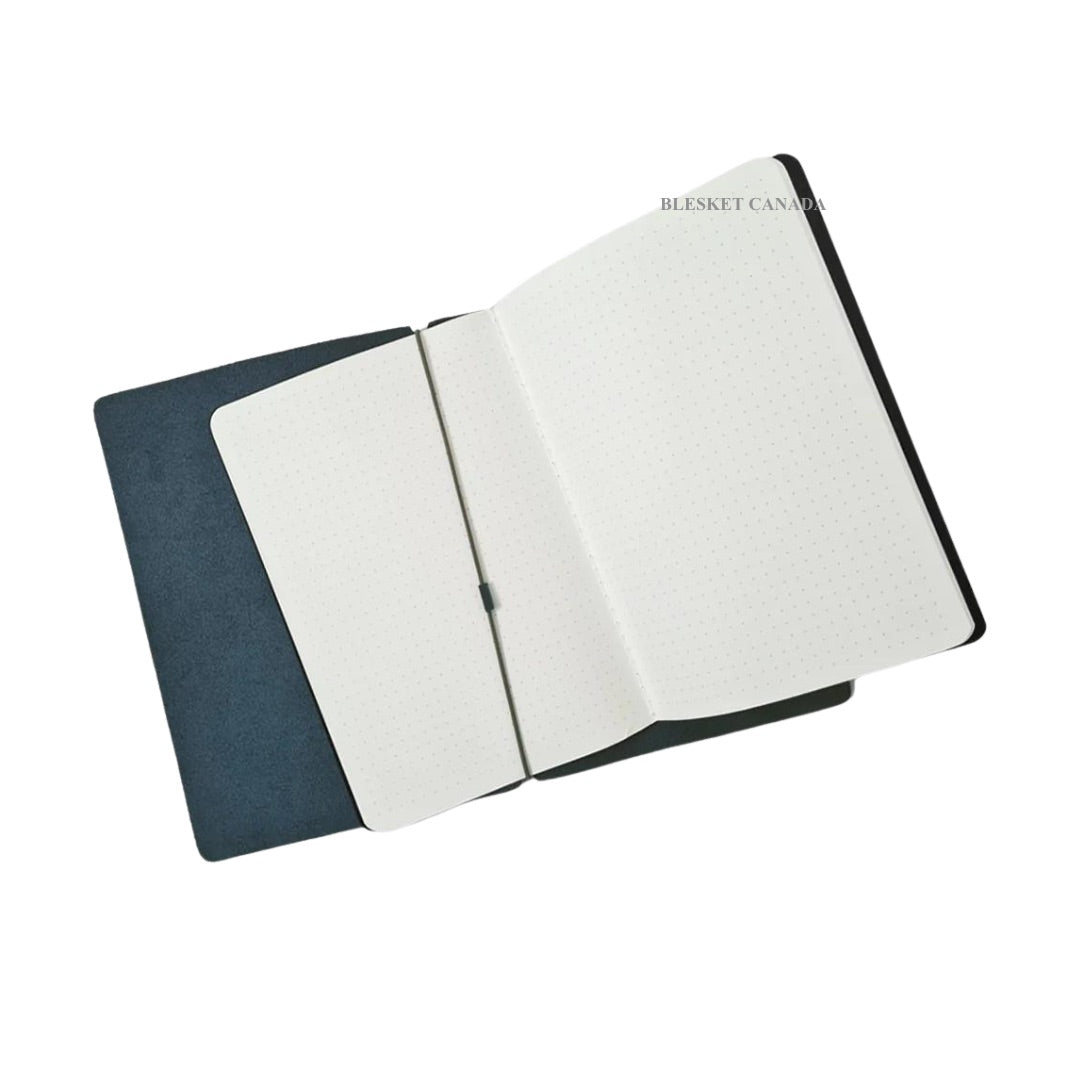 Endless Explorer Refillable Leather Journal - With Regalia Paper Notebook - Blue - Blesket Canada