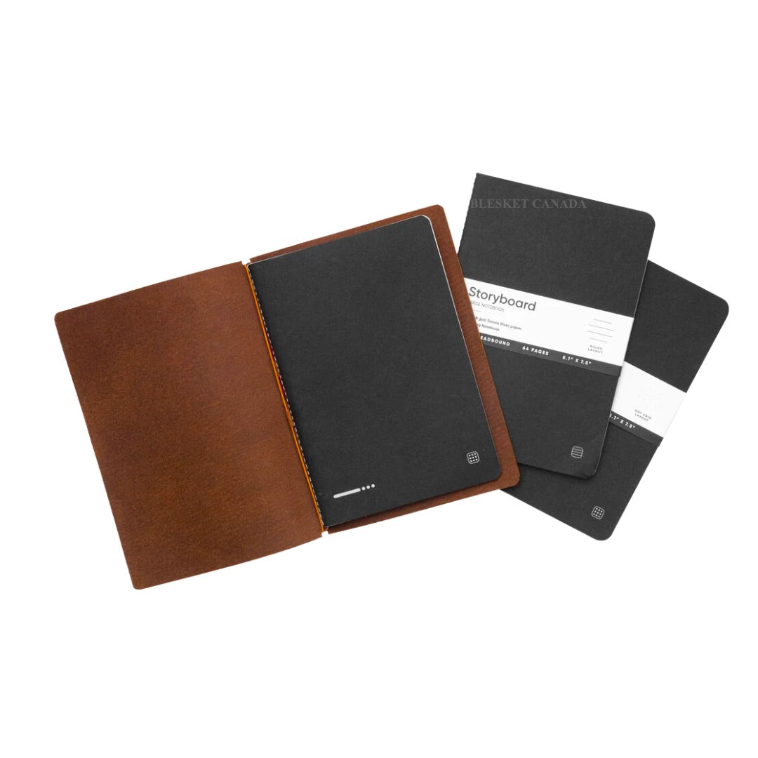 Endless Explorer Refillable Leather Journal - With Regalia Paper Notebook - Brown - Blesket Canada