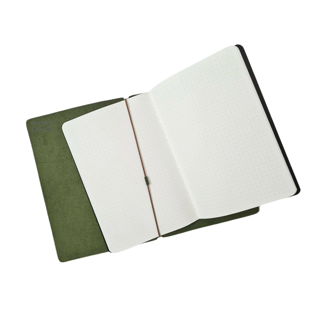 Endless Explorer Refillable Leather Journal - With Regalia Paper Notebook - Green - Blesket Canada