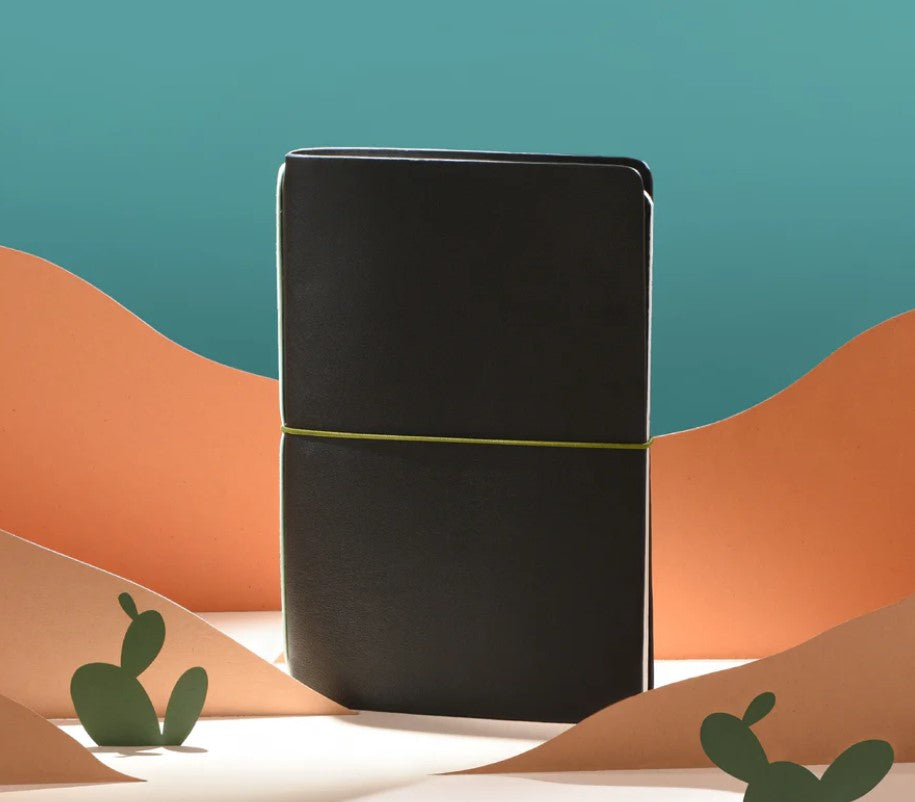 Endless Explorer Refillable Cactus Leather Journal - With Regalia Paper Notebook - Black - Blesket Canada