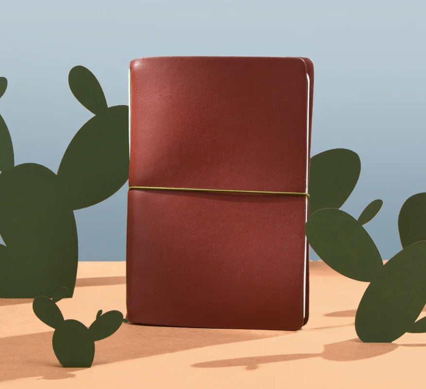 Endless Explorer Refillable Cactus Leather Journal - With Regalia Paper Notebook - Maroon - Blesket Canada