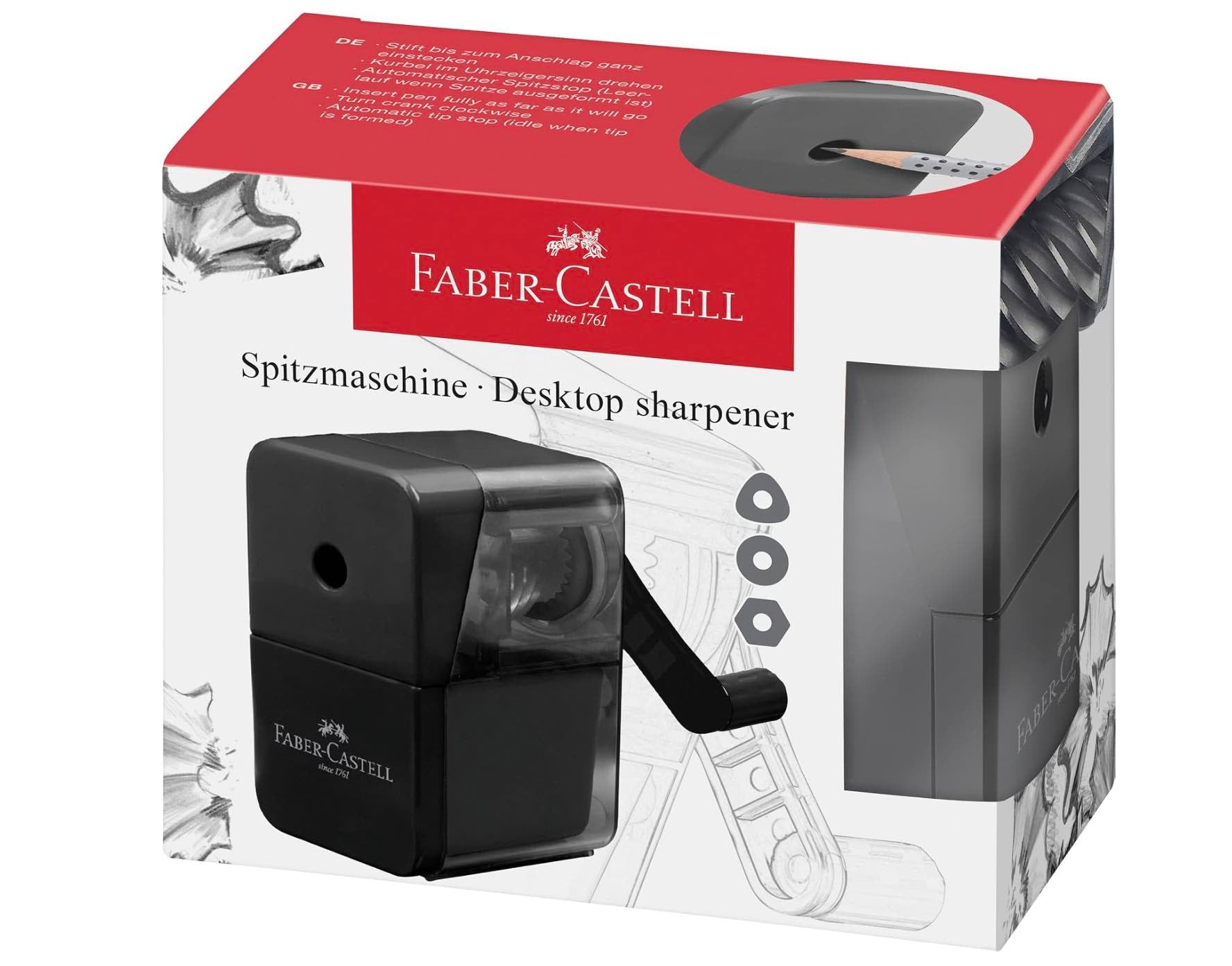 FABER-CASTELL - Pencil Desktop Sharpener with Crank Black - Blesket Canada