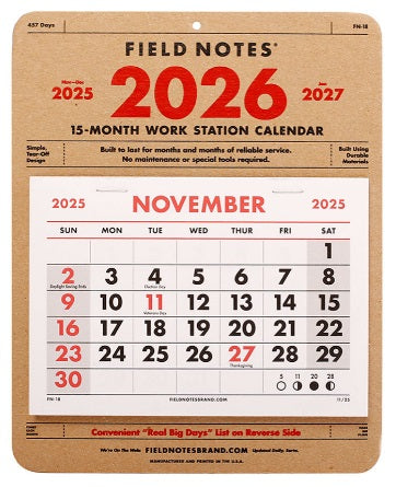Field Notes 15-Month Workstation Calendar 2026 – Blesket Canada