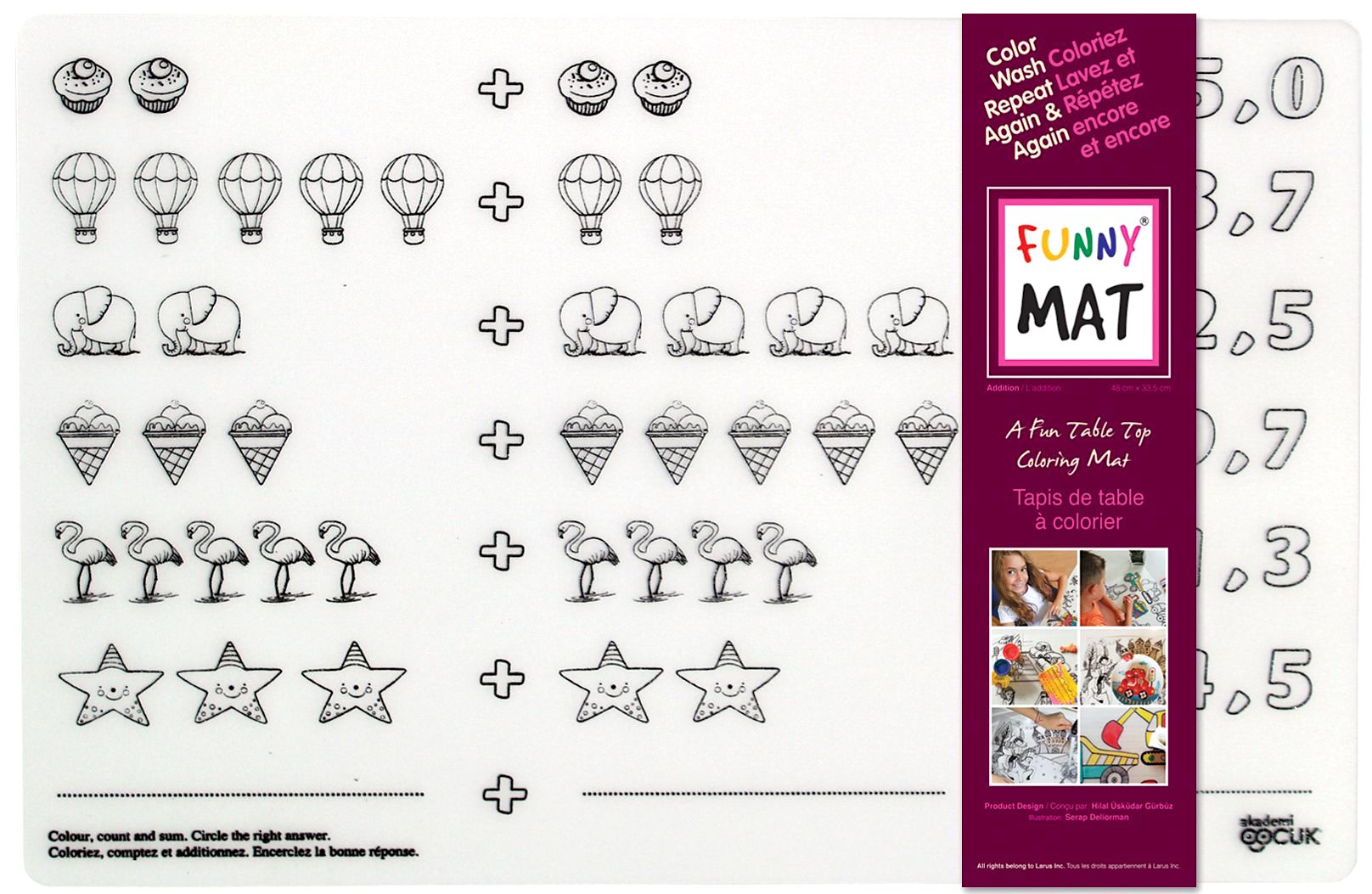 Funny MAT A Fun Table Top Coloring Mats - Addition (Transparent, Single)