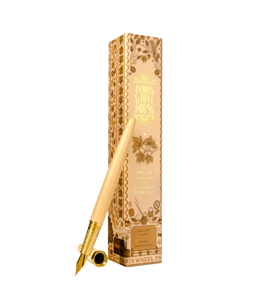 Ferris Wheel Press Brush Fountain Pen Gold Nib - Majestic Maple Satin