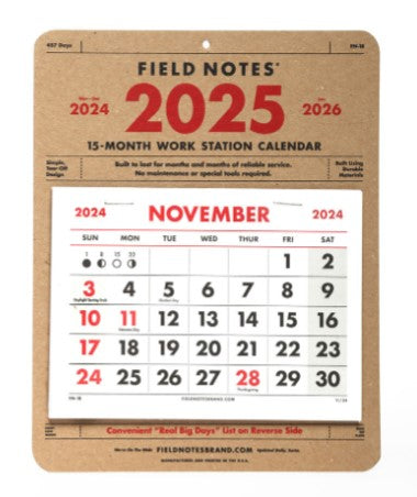 Field Notes 15-Month Workstation Calendar 2025 - Blesket Canada