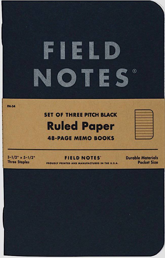 Field Notes 3-Pack Pitch Black Memo Book Ruled – Blesket Canada
