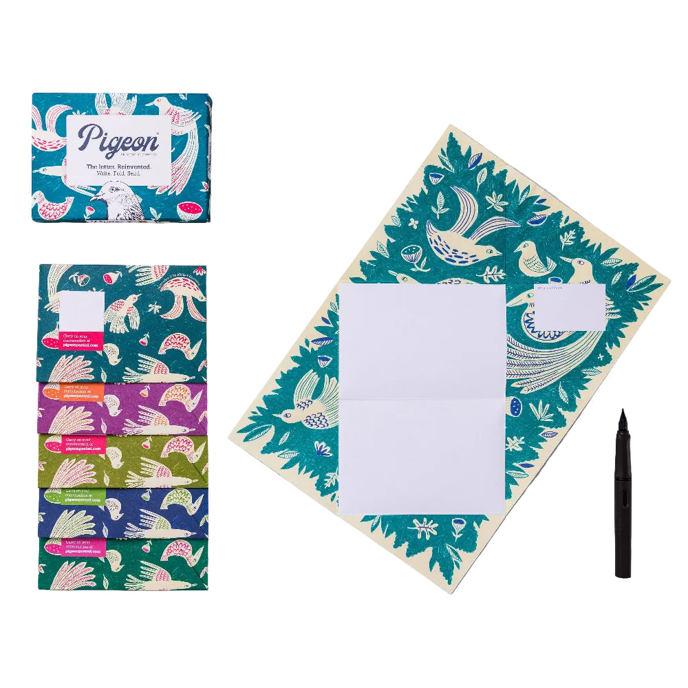Fig & Feather Pigeon, Folding Letter Set – Pack of 6 Letters - Blesket Canada
