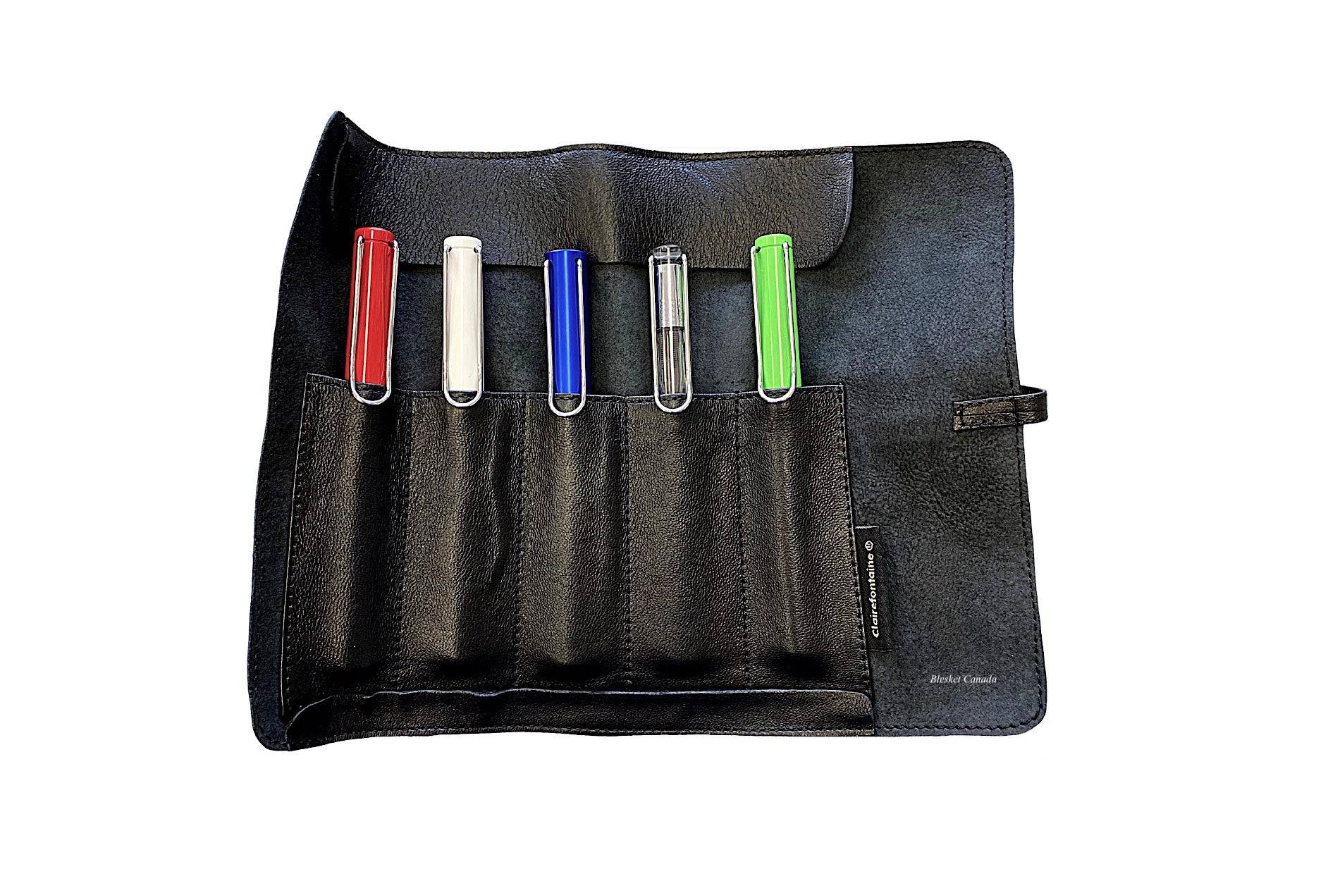 Clairefontaine Flying Spirit Leather Pen Case for 5 - Blesket Canada