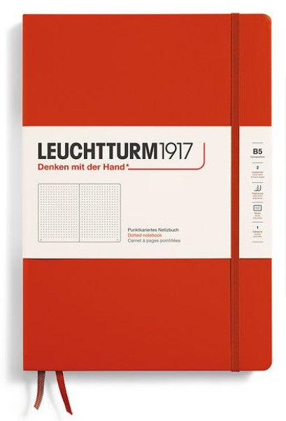 LEUCHTTURM1917 Notebook Composition (B5) Dotted Hard Cover Notebook - Fox Red - Blesket Canada
