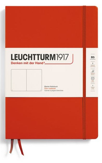 LEUCHTTURM1917 Notebook Composition (B5) Plain Hard Cover Notebook - Fox Red - Blesket Canada