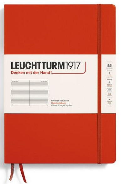 LEUCHTTURM1917 Notebook Composition (B5) Ruled Hard Cover Notebook - Fox Red - Blesket Canada