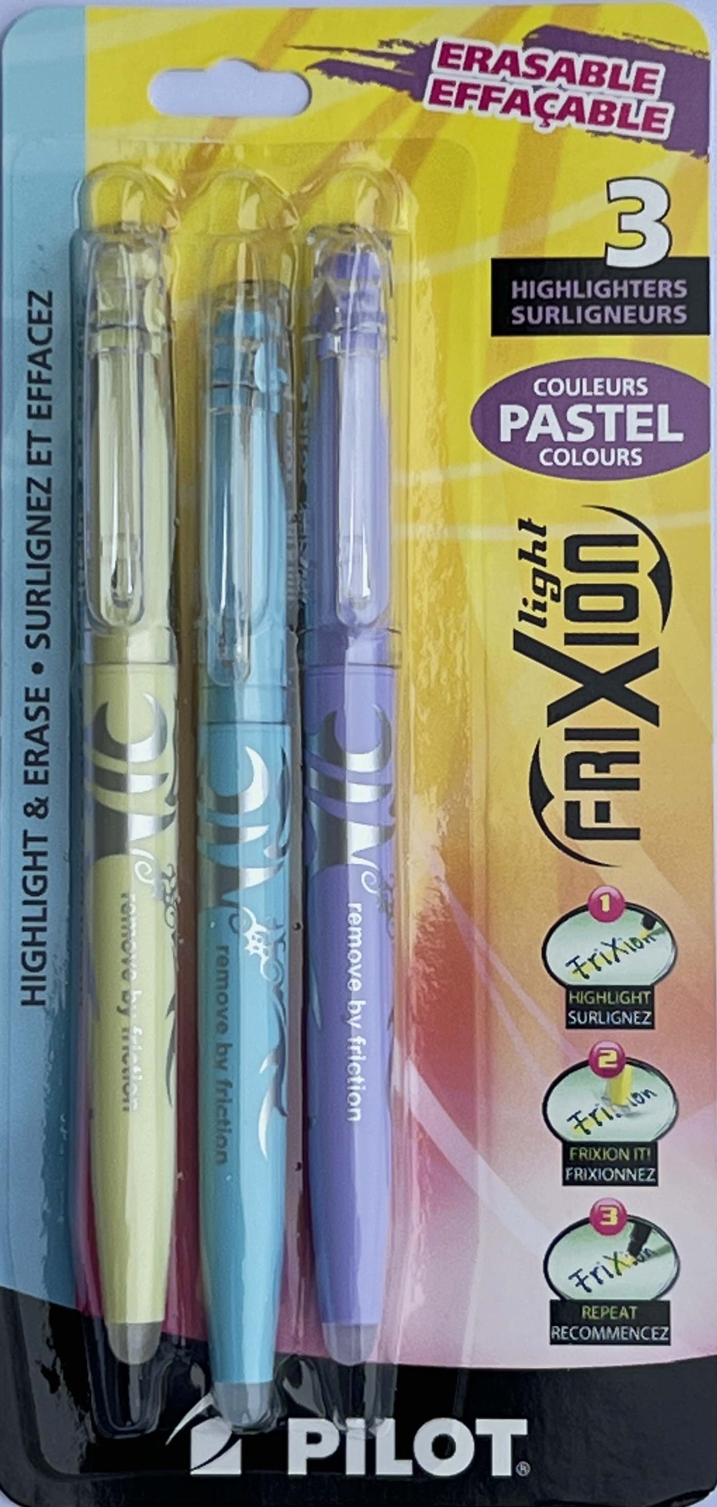 Pilot FriXion Light Soft Colors Erasable Highlighters Pen(Set of 3)