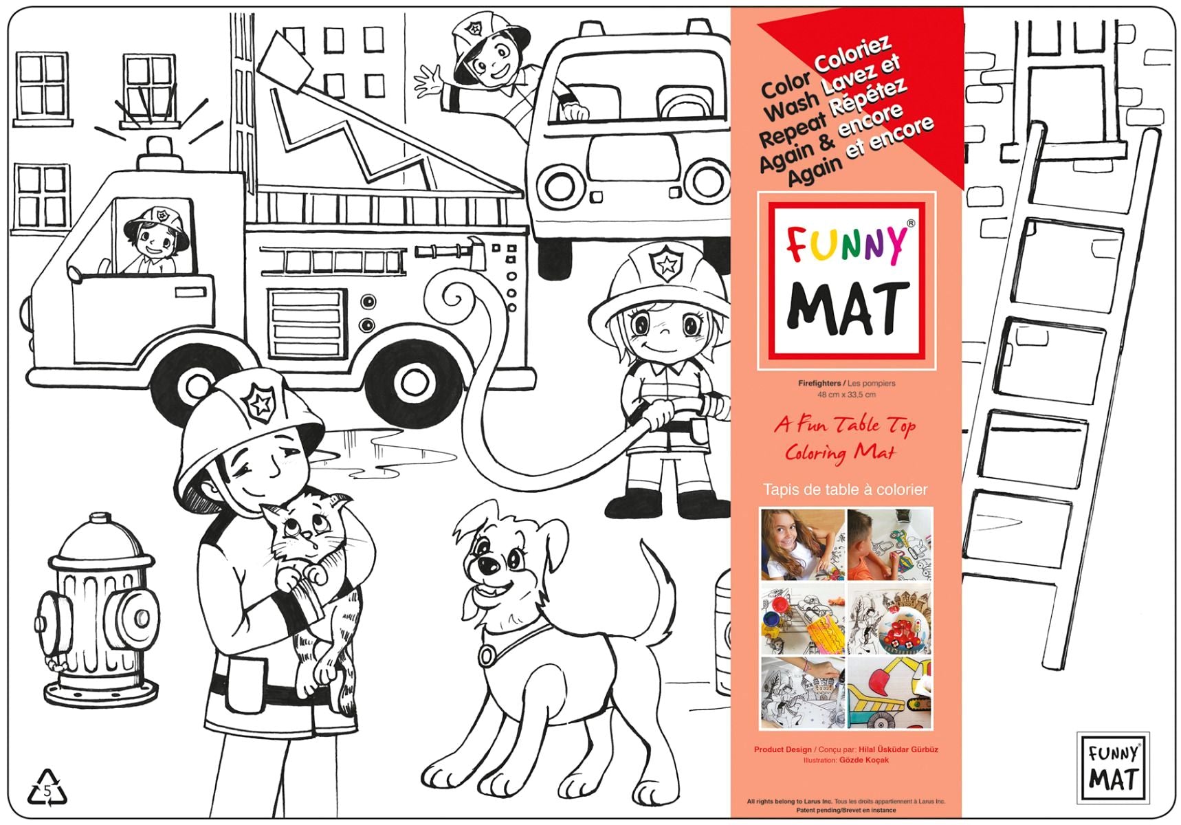 Funny MAT A Fun Table Top Coloring Mats - Fire Fighters (Transparent, Single)