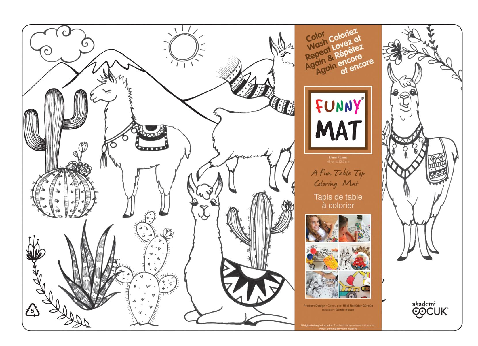 Funny MAT A Fun Table Top Coloring Mat - LAMA (White, Single)