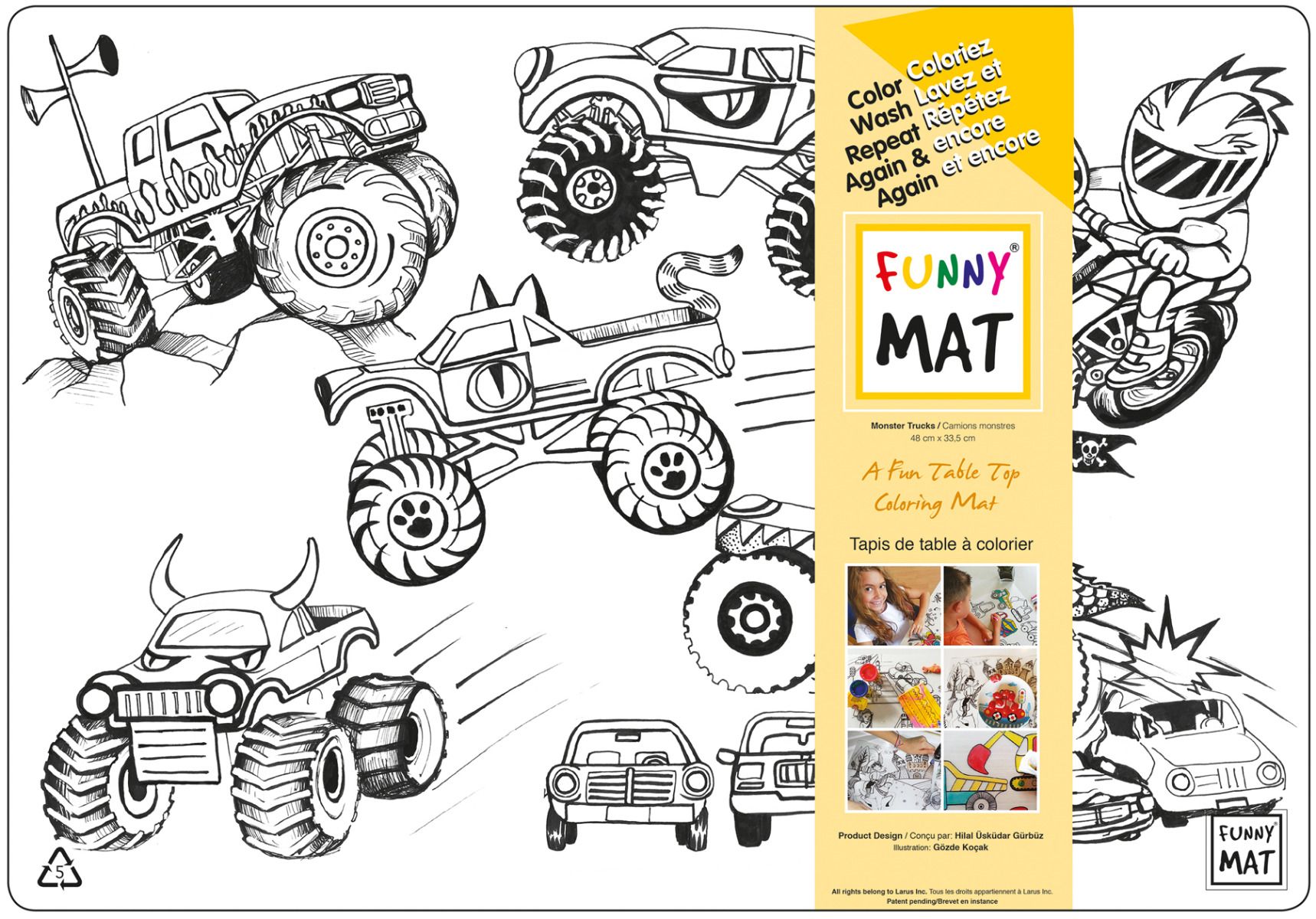 Funny MAT A Fun Table Top Coloring Mats - Monster Truck (Transparent, Single)