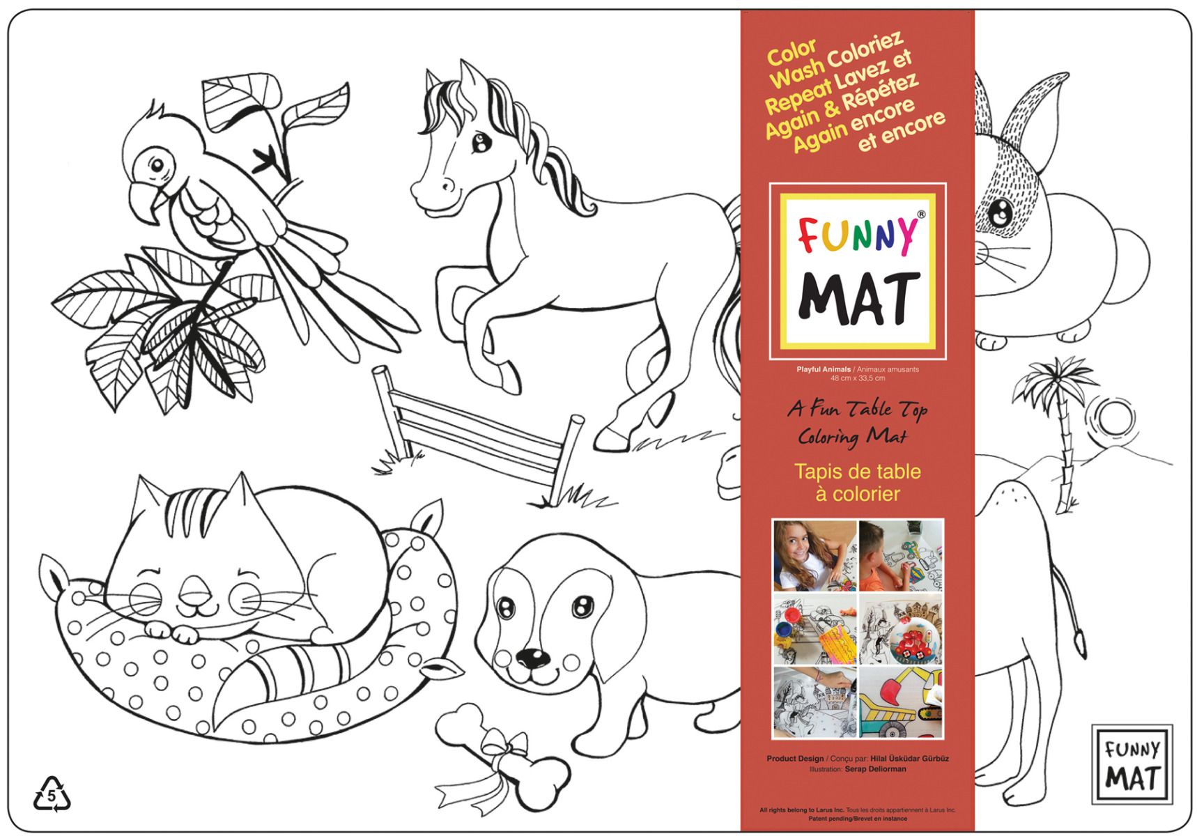Funny MAT A Fun Table Top Coloring Mats - Playful Animals(Transparent, Single)