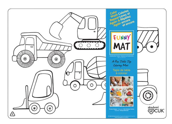 Funny MAT A Fun Table Top Coloring Mats - Construction (Transparent, Single) - Blesket Canada