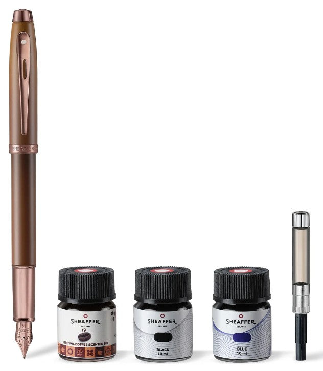 Sheaffer 100 Coffee Edition Fountain Pen and 3 Ink Vials Gift Set - Matte Brown - Blesket Canada
