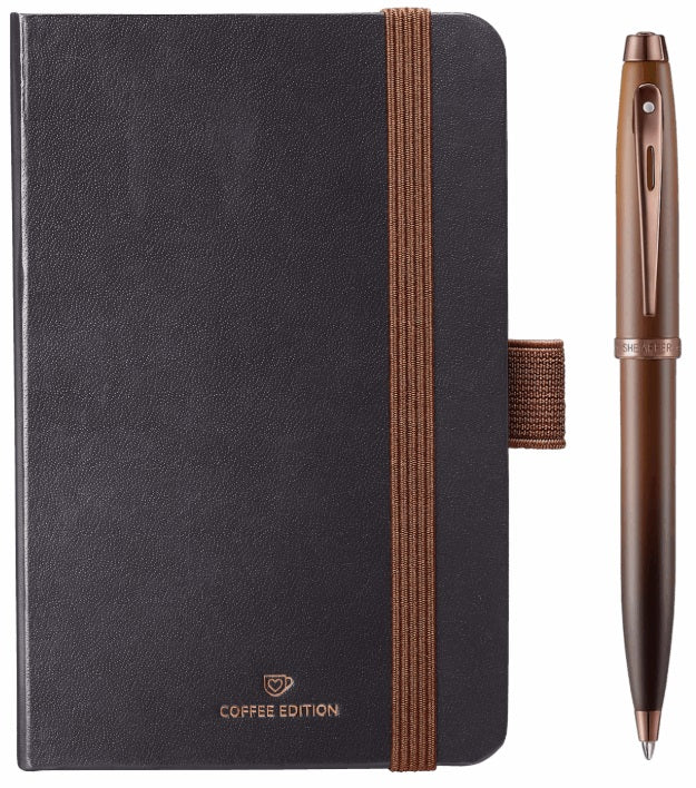 Sheaffer 100 Coffee Edition Matt Brown Ballpoint Pen and Small Notebook Gift Set - Blesket Canada