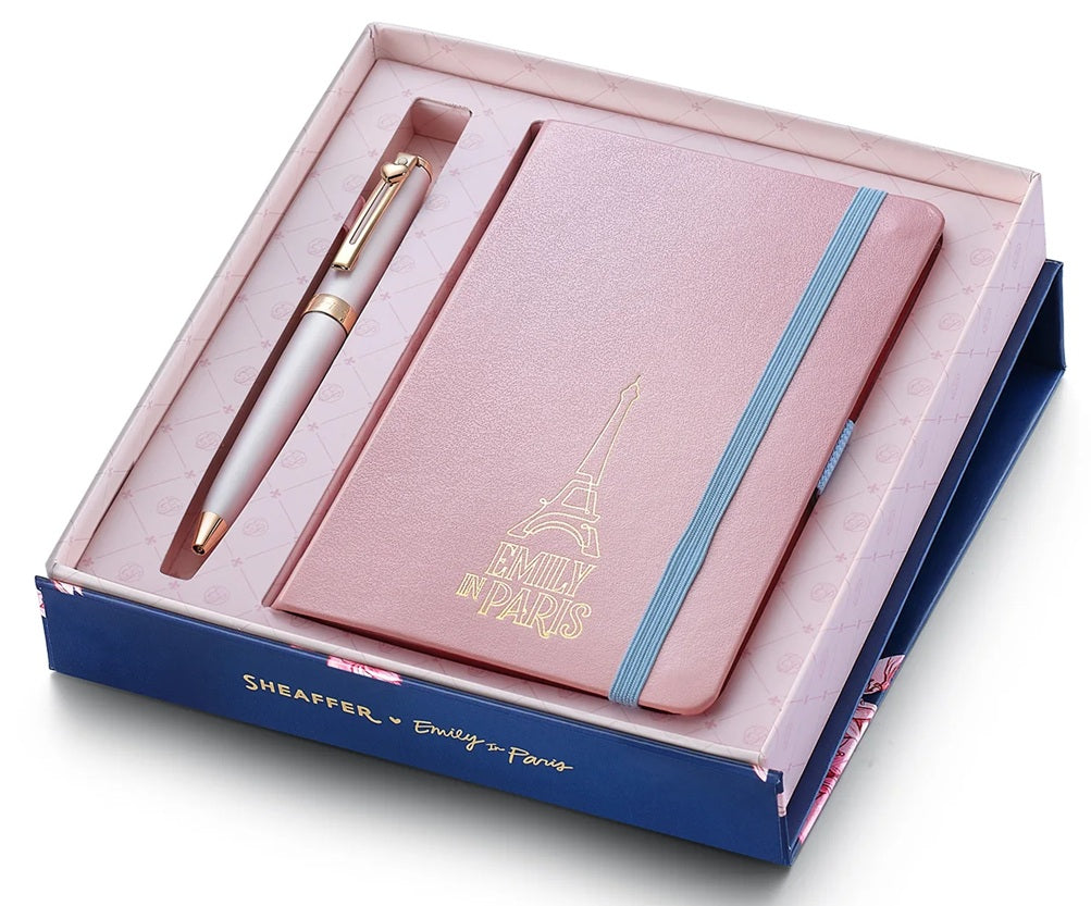Sheaffer x Emily in Paris Prelude Mini Pastel Pink Ballpoint Pen and Small Notebook Gift Set - Blesket Canada