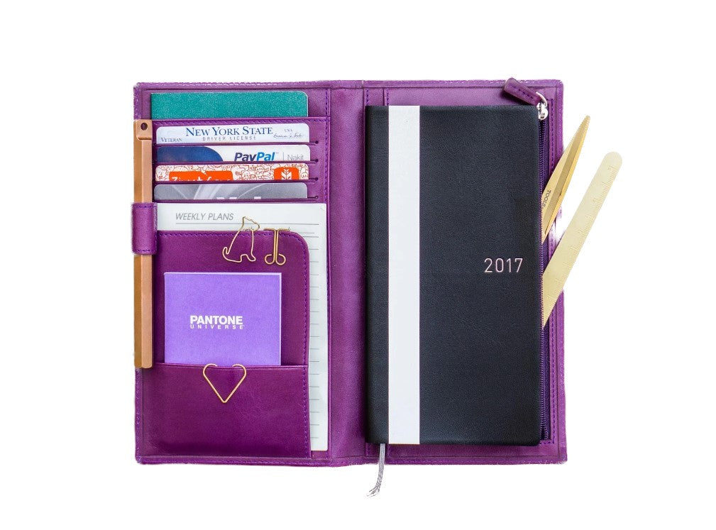 Galen Leather - Hobonichi Weeks Mega Cover/Wallet Insert - Regular Size - Purple - Blesket Canada