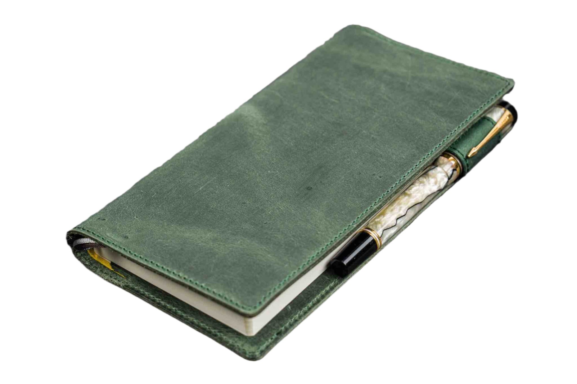 Galen Leather Slim Hobonichi Weeks Planner Cover - Crazy Horse Forest Green - Blesket Canada