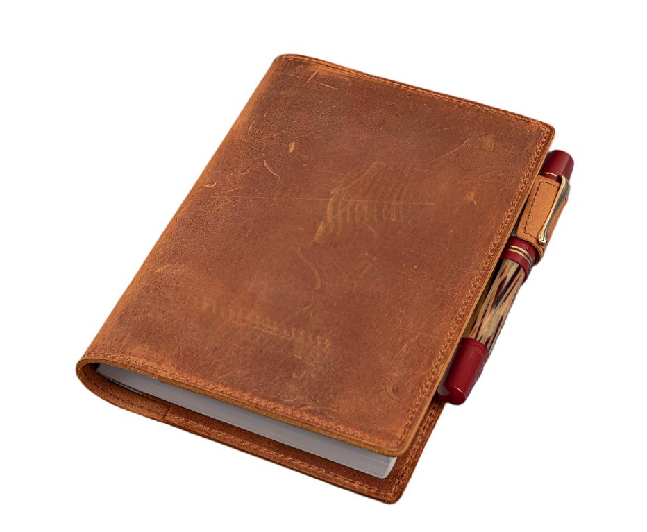 Galen Leather - Slim A6 Notebook/Planner Cover - Crazy Horse Brown - Blesket Canada