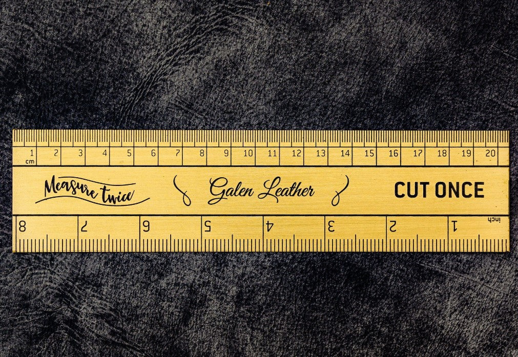 Galen Leather Vintage Inspired Brass Ruler - Imperial and Metric - Blesket Canada