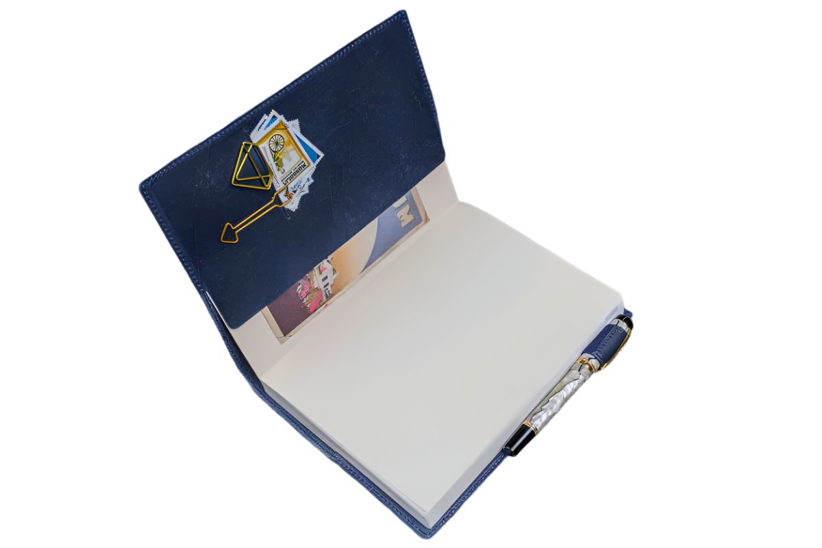 Galen Leather - Slim A5 Notebook/Planner Cover - Crazy Horse Navy Blue - Blesket Canada