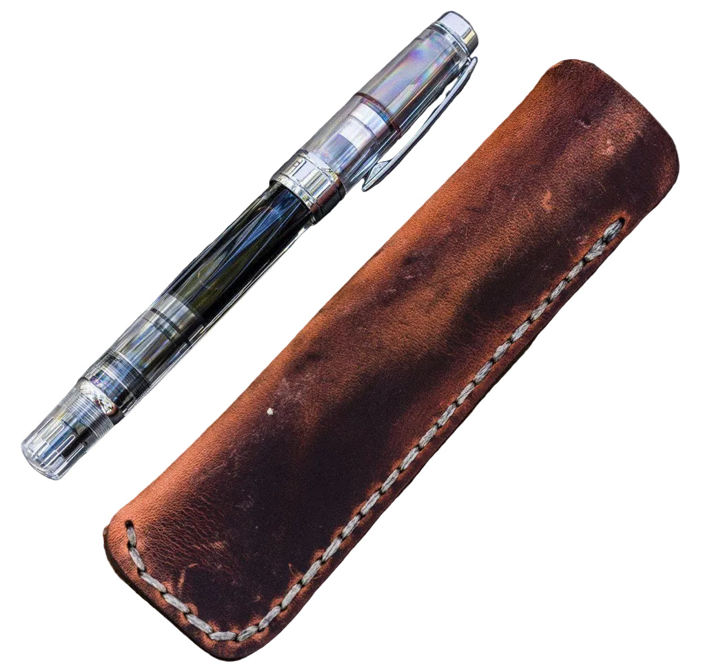 Galen Leather - Single Fountain Pen Case/Pen Pouch - Crazy Horse Orange - Blesket Canada