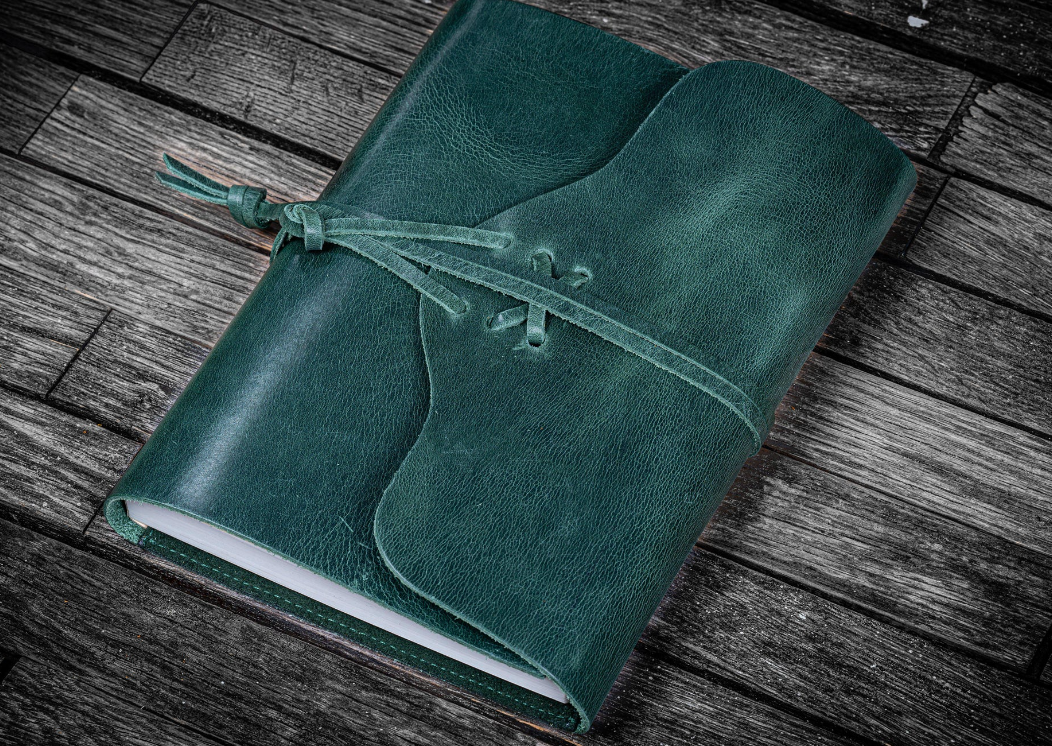 Galen Leather - Refillable Leather Wrap Journal/ Planner Cover A5 - Crazy Horse Forest Green - Blesket Canada