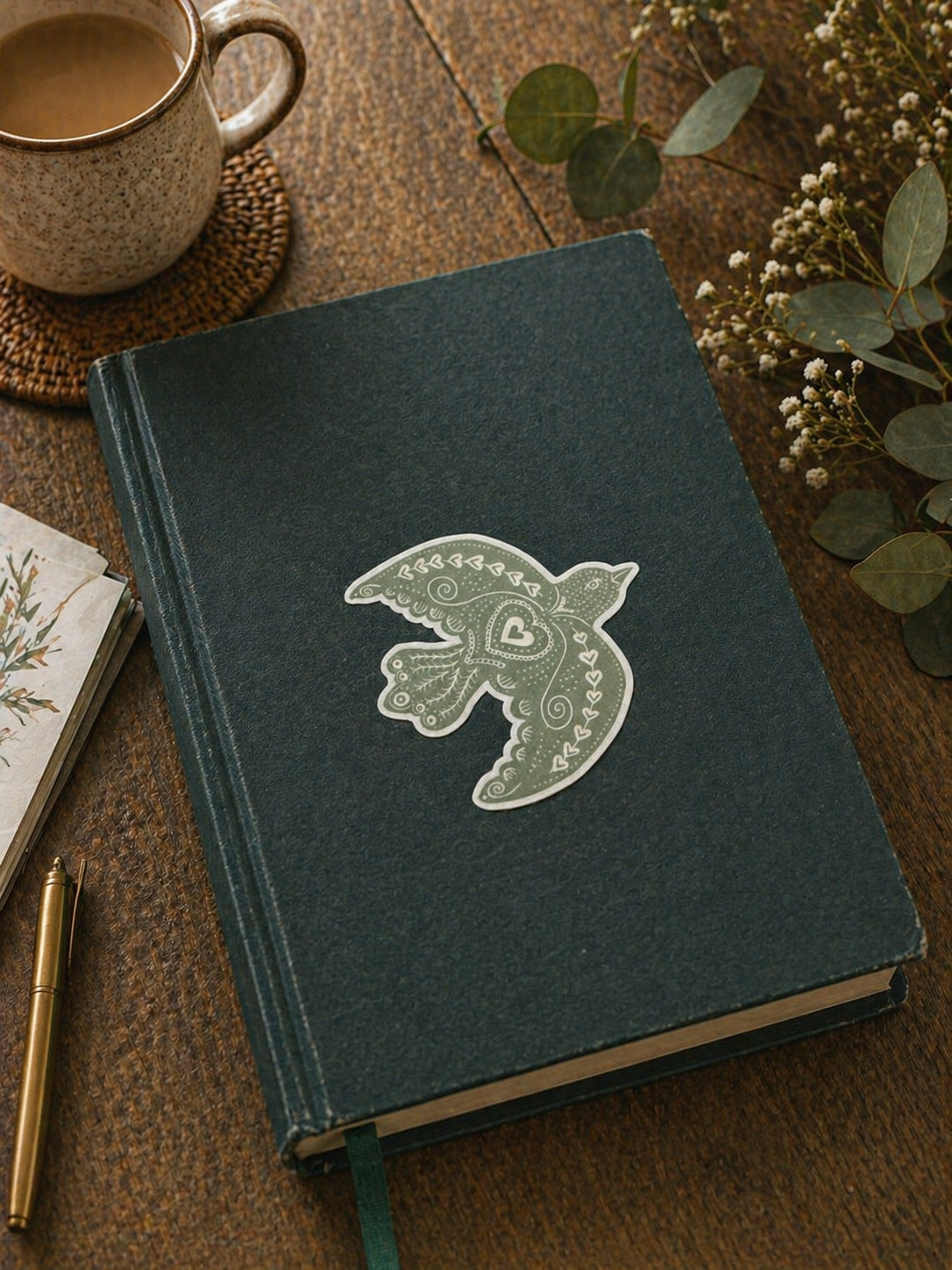 Hello Lovely Little Lovely Sticker – Green Folk Bird - Blesket Canada