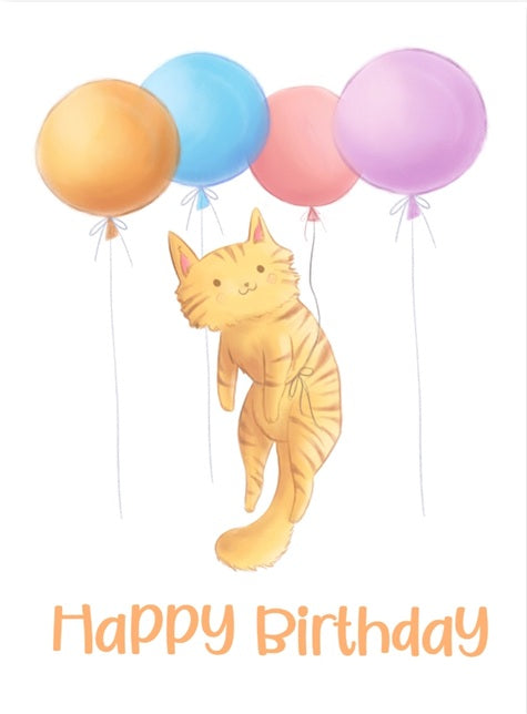 Only Happy Things Stationery Postcard - Happy Birthday Orange Cat - Blesket Canada