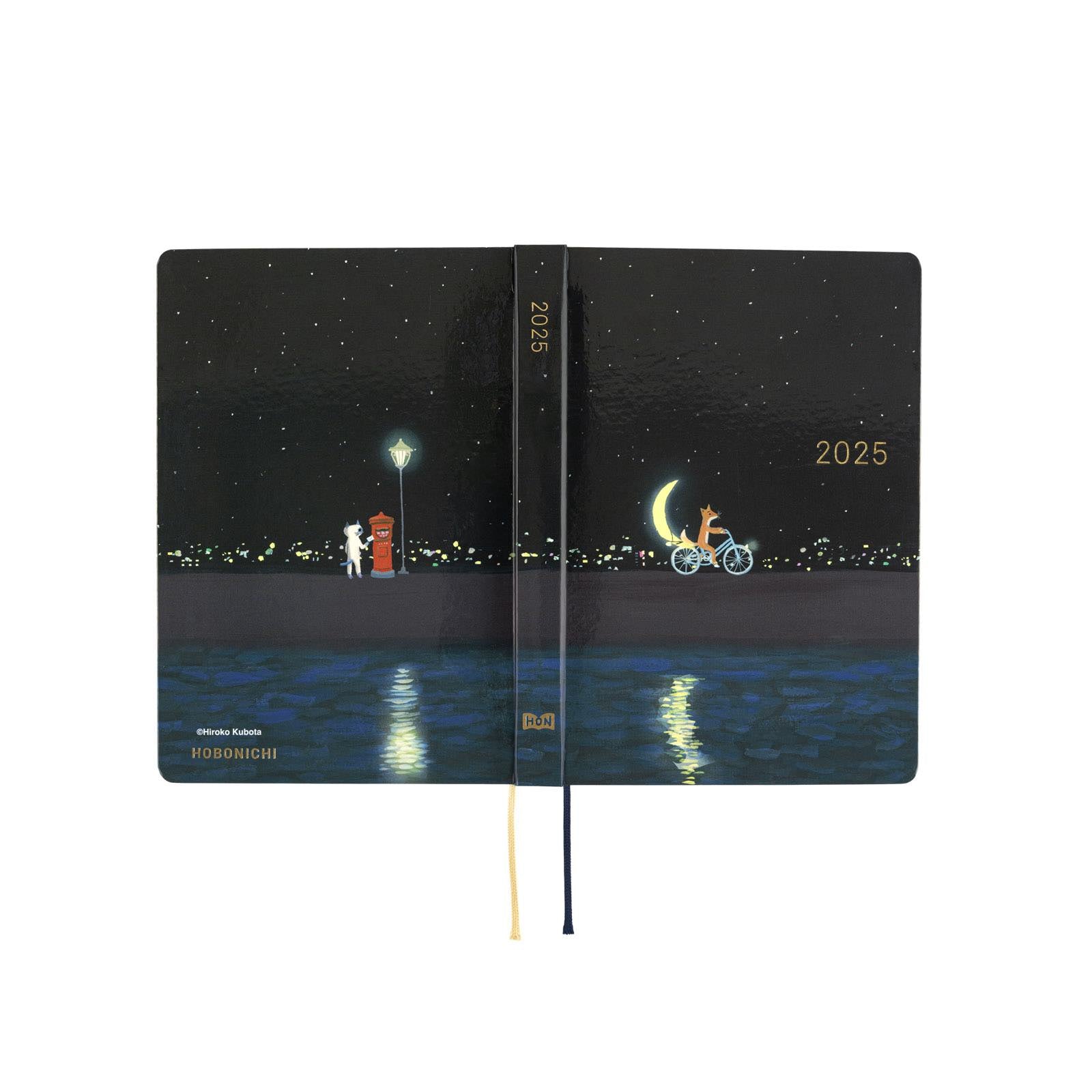 Hobonichi Techo 2025 - Cousin (A6) HON Planner Book - Hiroko Kubota: Crescent Moon Delivery - English/January Start/Monday Start