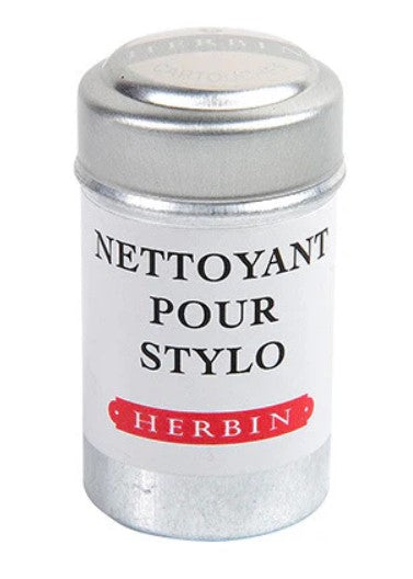 J. Herbin Pen Cleaning Solution Six Ink Cartridges in a cylindrical Tin - Blesket Canada