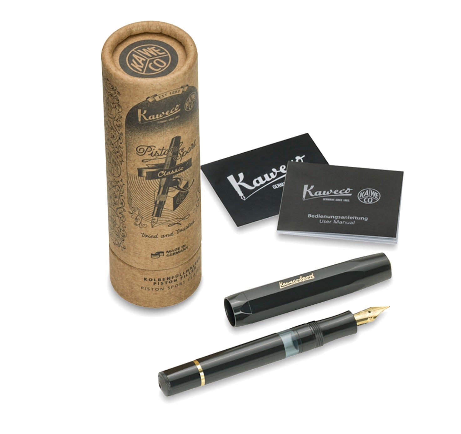 Kaweco PISTON SPORT CLASSIC Black/Gold Fountain Pen - Blesket Canada