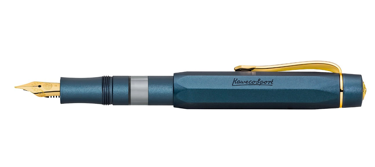 Kaweco Sport Piston AL Fountain Pen Navy/Gold - Blesket Canada