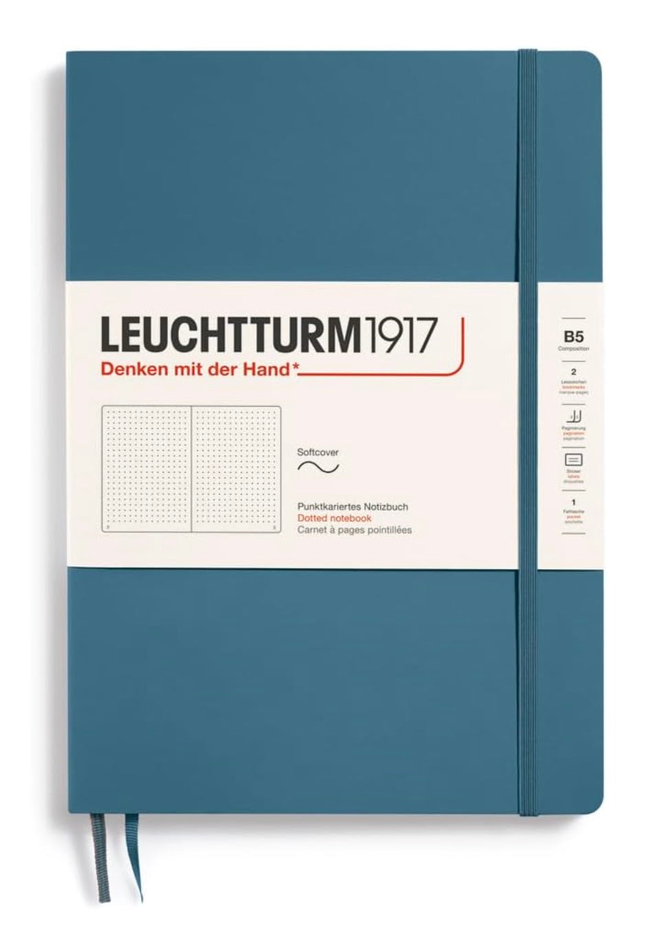 LEUCHTTURM1917 Notebook Composition (B5) Dotted Hard Cover Notebook - Stone Blue - Blesket Canada