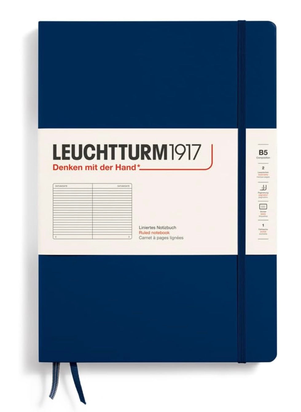LEUCHTTURM1917 Notebook Composition (B5) Ruled Hard Cover Notebook - Indigo - Blesket Canada