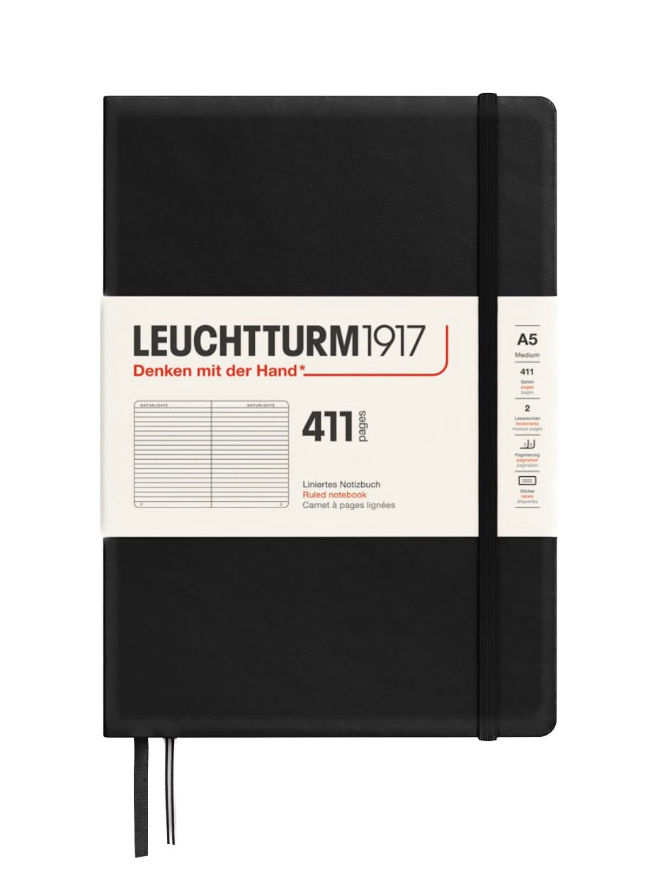 LEUCHTTURM1917 - Notebook Hardcover Black Ruled Medium A5- 411- Blesket Canada