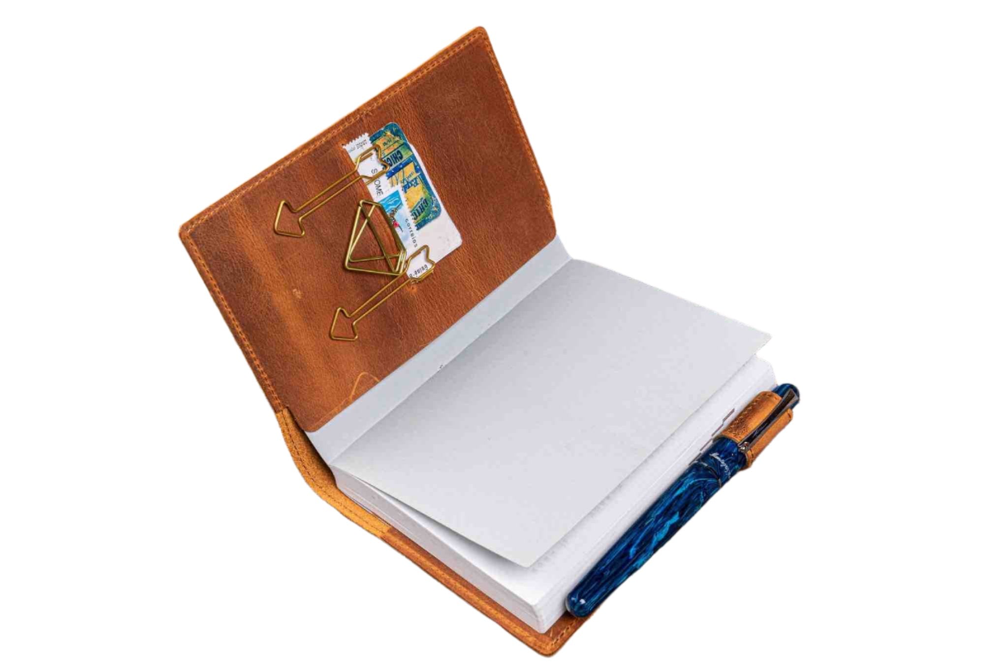 Leather Slim A6 Notebook / Planner Cover - Crazy Horse Tan - Blesket Canada