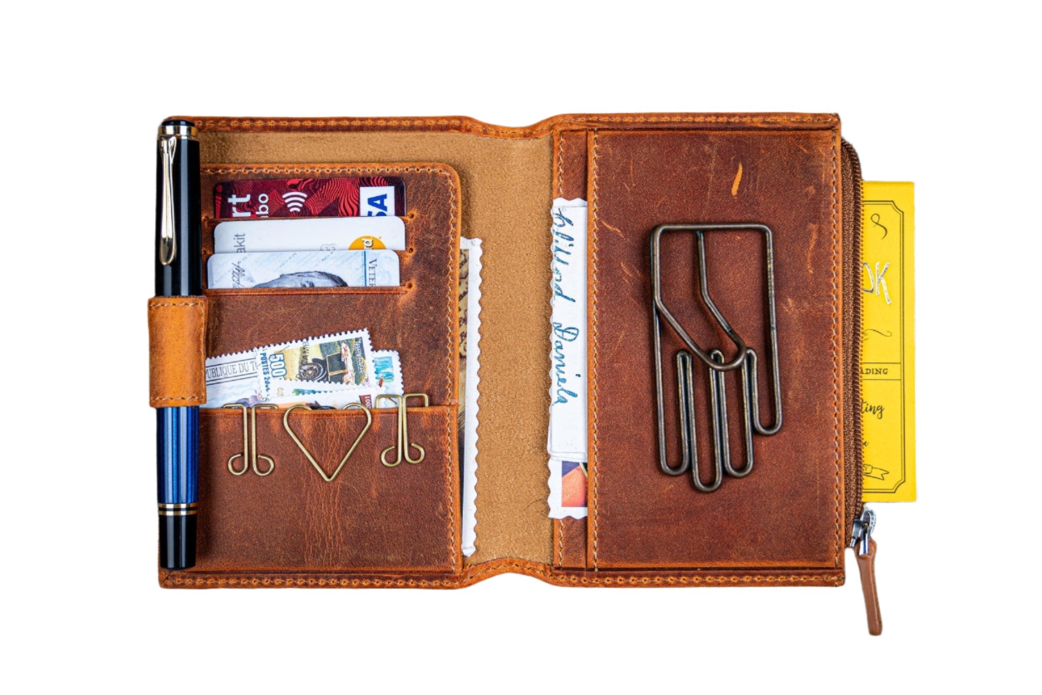 Leather Wallet Insert for Traveler's Notebook - Passport Size - Crazy Horse Brown - Blesket Canada