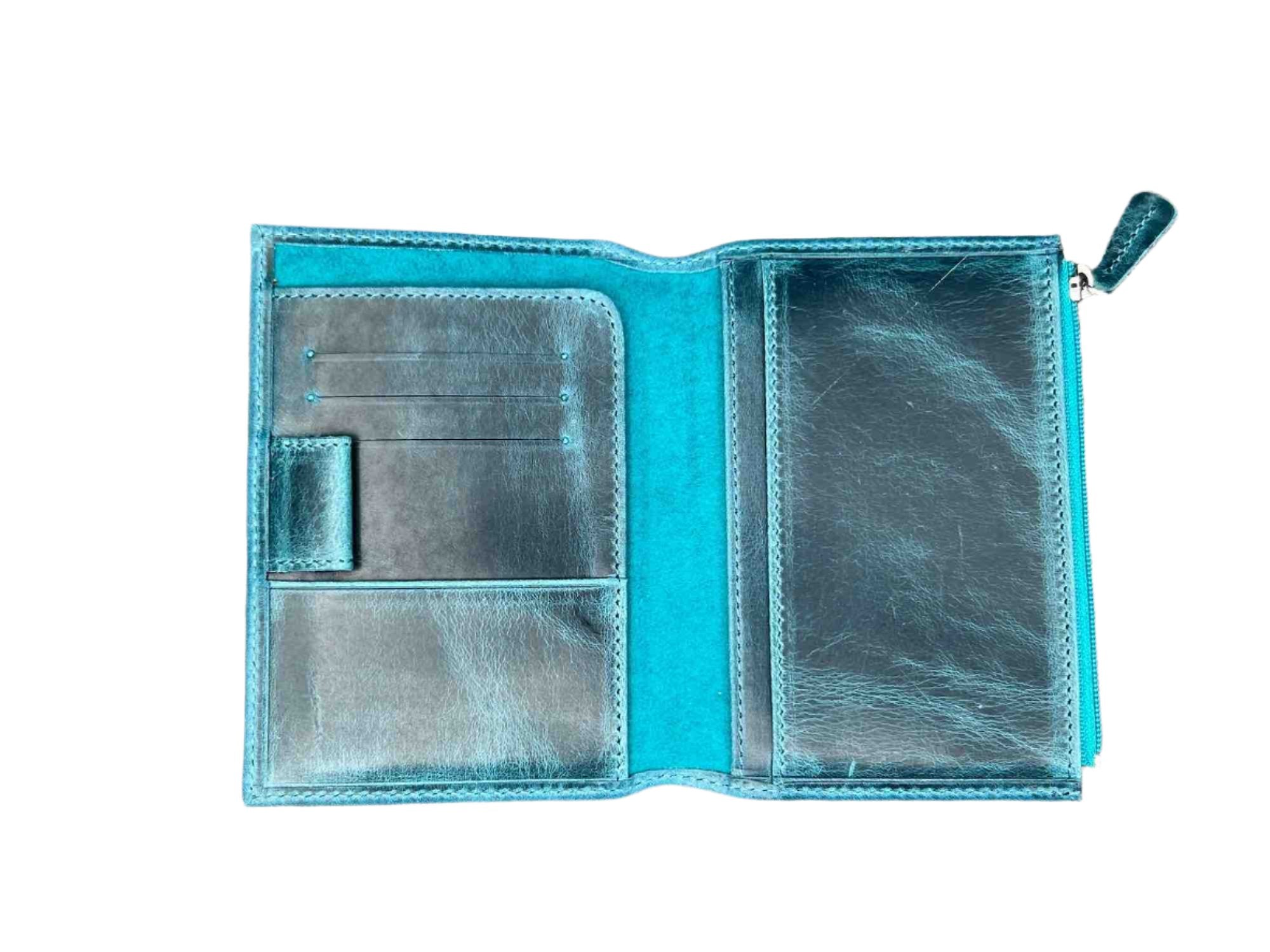 Leather Wallet Insert for Traveler's Notebook - Passport Size - Crazy Horse Ocean Blue