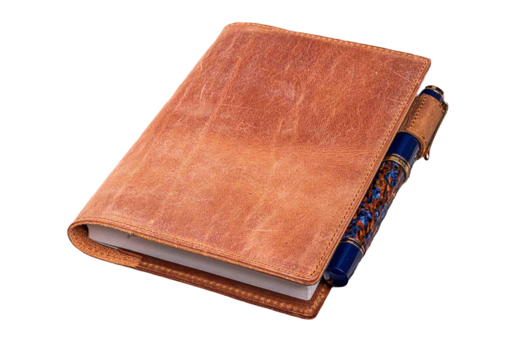 Leather Slim A6 Notebook / Planner Cover - Crazy Horse Tan - Blesket Canada