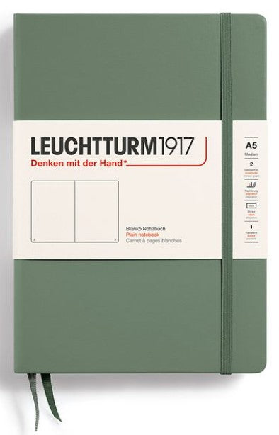 LEUCHTTURM1917 Hardcover Medium Notebook A5 Blank - Olive - Blesket Canada